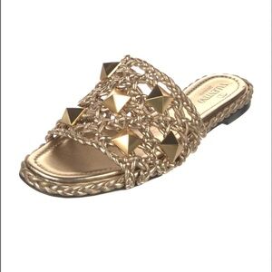 Valentino Garavani Metallic Gold Studded Sandals